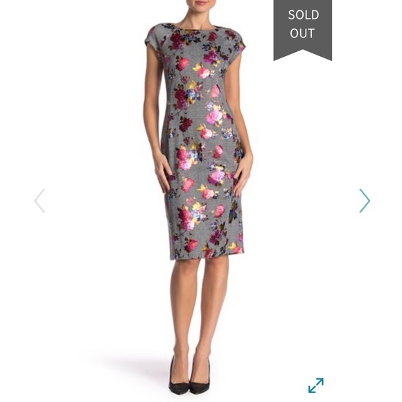 ECI Dresses & Skirts - NWT - ECI Floral Cap Sleeve Sheath Dress